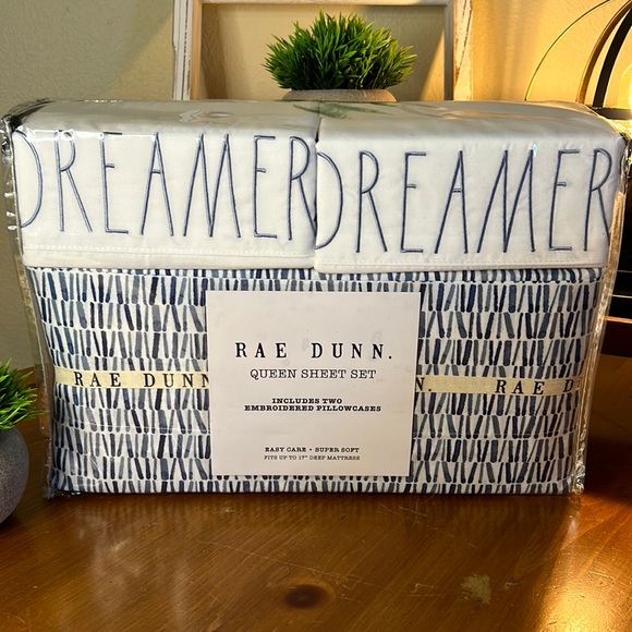 Rae Dunn Bedding Rae Dunn Blue White Dreamer Queen Sheet Set Poshmark